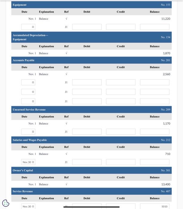 Payable Nov: 20 Accosints Payible 2750 740 Nov, 22 Rent Expense 440