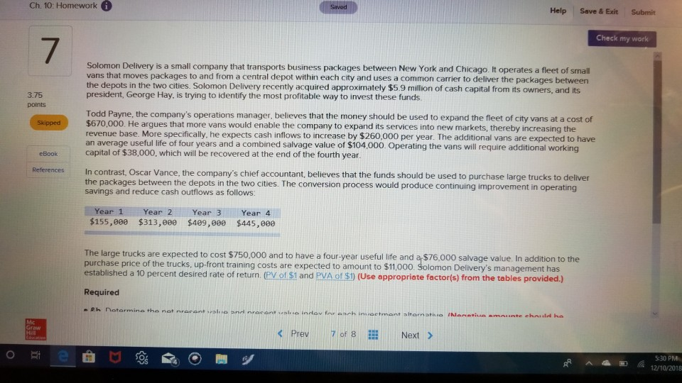 Ch. 10: Homework Help Save & Exit Submit Check my work