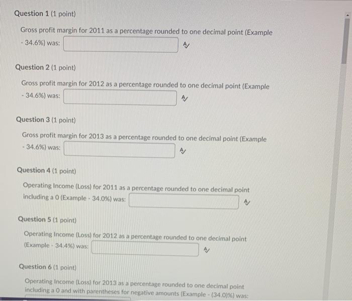 in your text. Using the Consolidated Statements of Operations and the excerpts