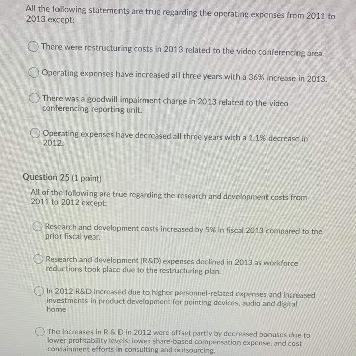 be ready to provide the requested Information and answer the multiple-choice analysis