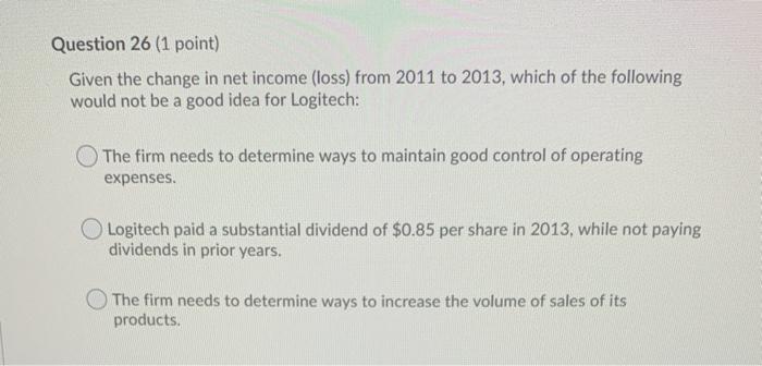 questions Question 1 (1 point) Gross profit margin for 2011 as a