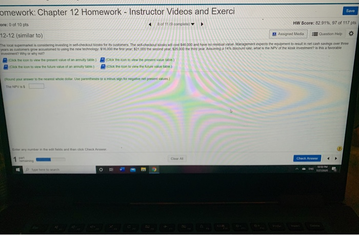  Save omework: Chapter 12 Homework - Instructor Videos and Exerci ore: