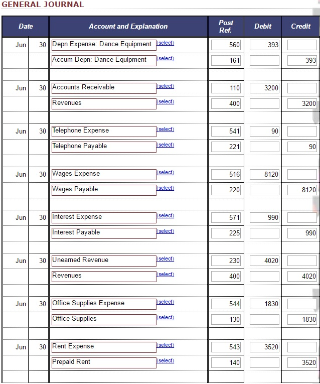 Adjusting entries information Using the following information, you will record end