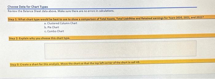 Make sure there are no errors in calculations. Step 1: What chart