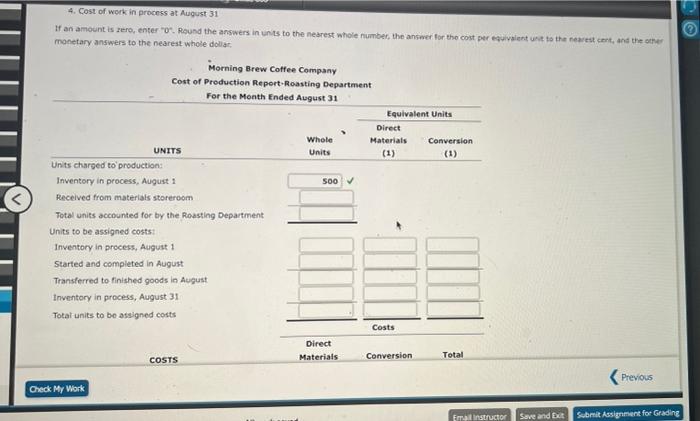 parts The debits to Work in Process - Roasting Department for Morning