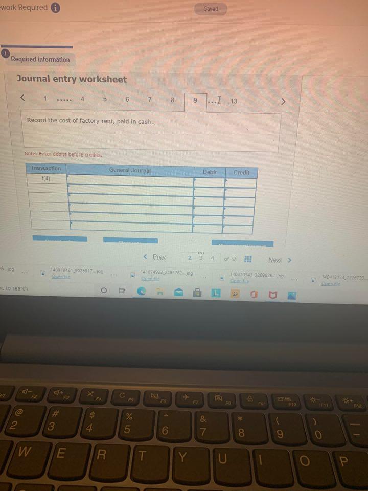 on March 31 Direct materials Direct labor Applied overhead Costs during April