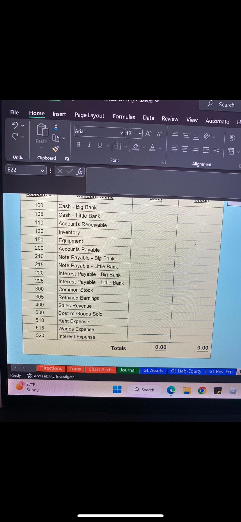 Bank. (As an example of how to Journalize and post a transaction