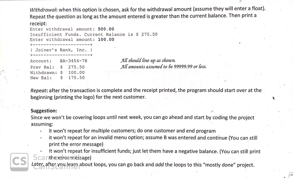 know how to read data from files yet). displays a menu of