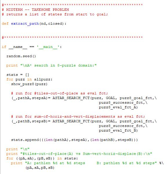 from the nodes stored on closed. # MIDTERM TAKEHOME PROBLEM # define