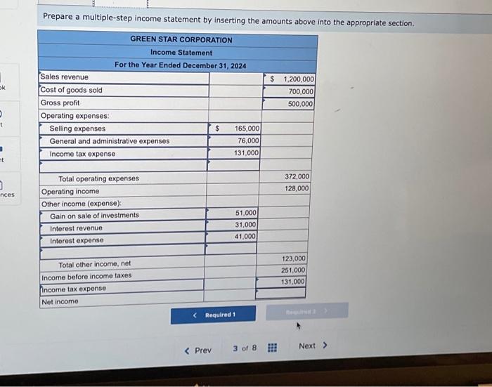 of December 31, 2024: Required: 1. Prepare a single-step income statement by