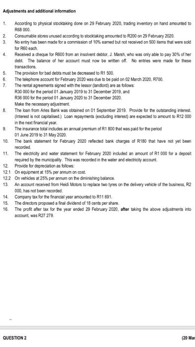 and additional information gven below were extracted from the accounting records of