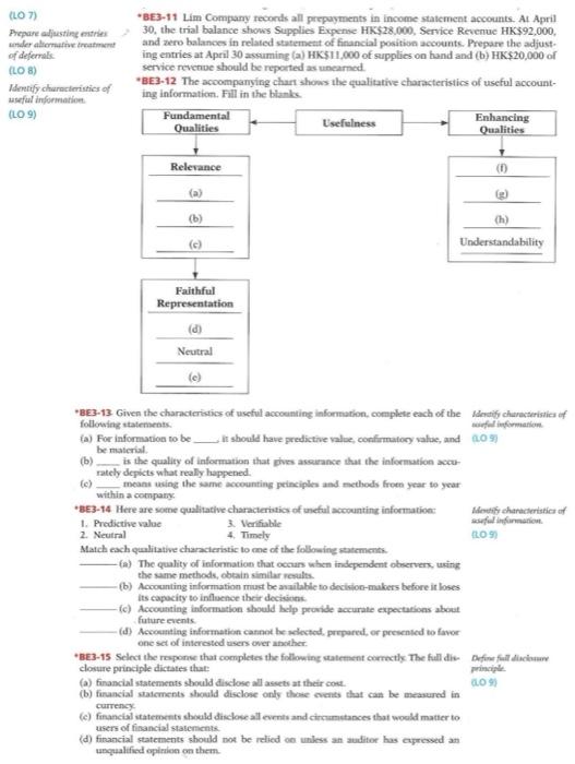 BRIEF EXERCISES BE3-1 The ledger of Bacalao Company SLU includes the following