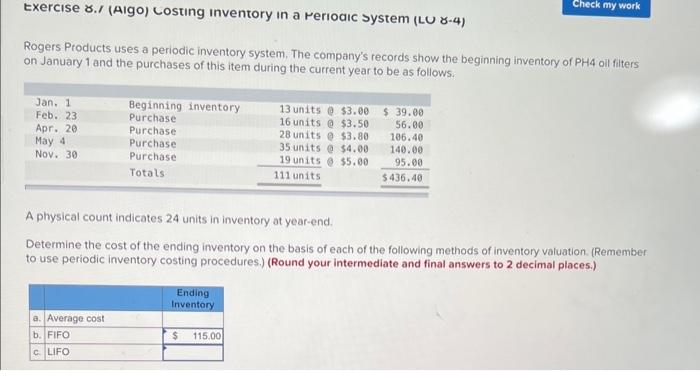  please do all Exercise ./ (AIgO) Costing inventory in a reriodic