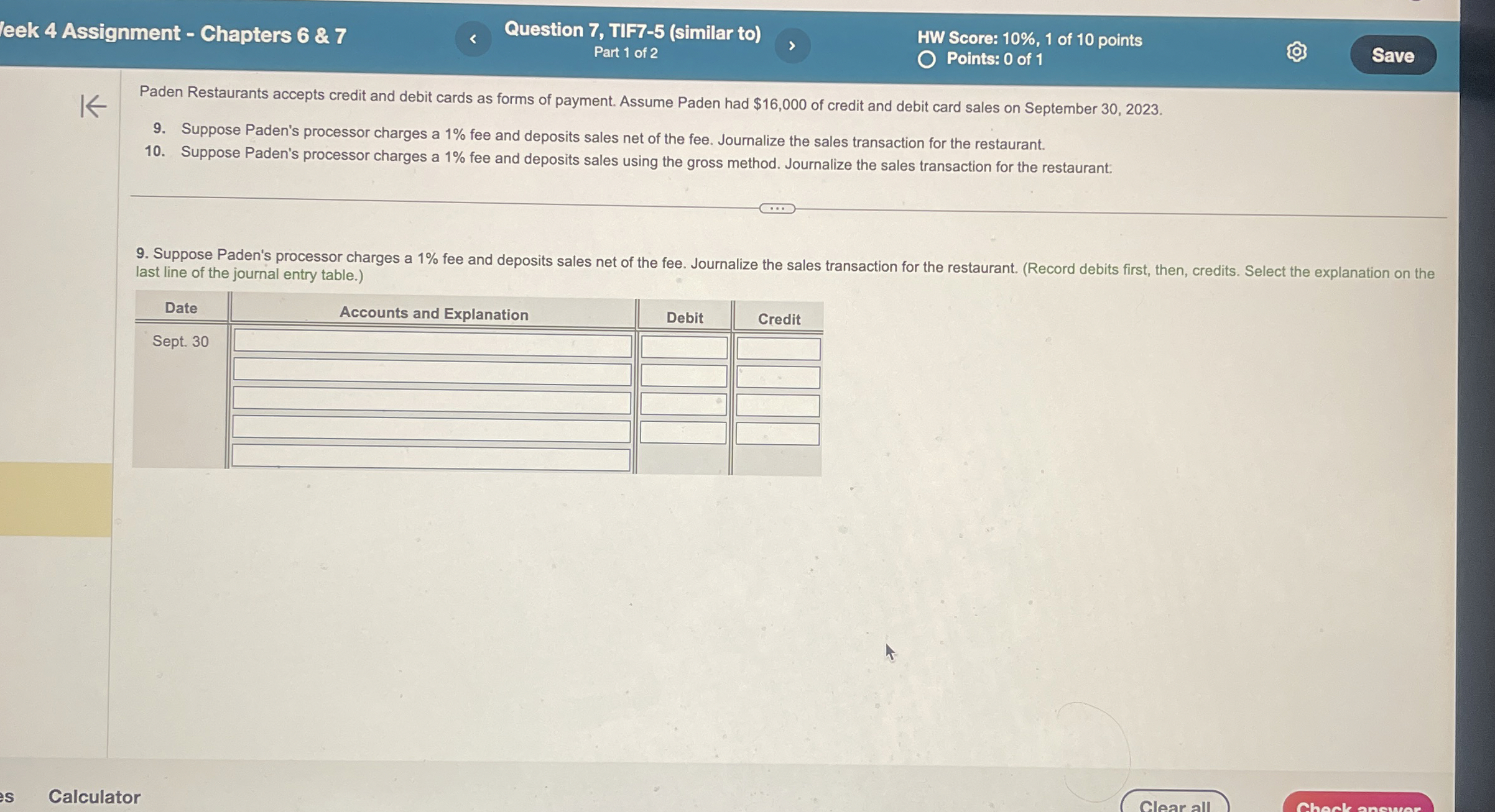  leek 4 Assignment - Chapters 6&7 Question 7, TIF7-5(similar to) HW