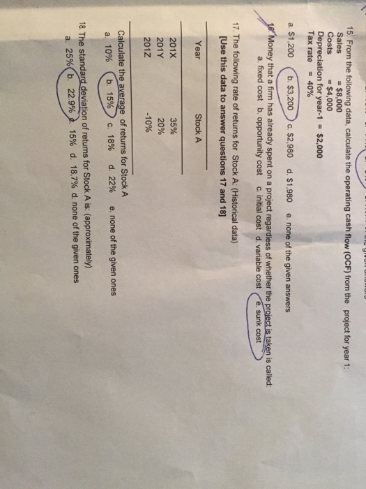  Have answers... need to know how to work through problems 15.