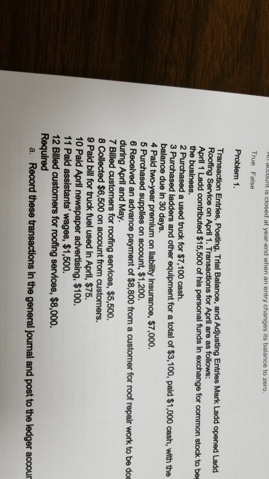 l account is closed at year-end when an entry changes its