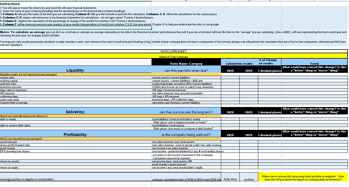 Instructions: 1. You will copy or move this sheet into your