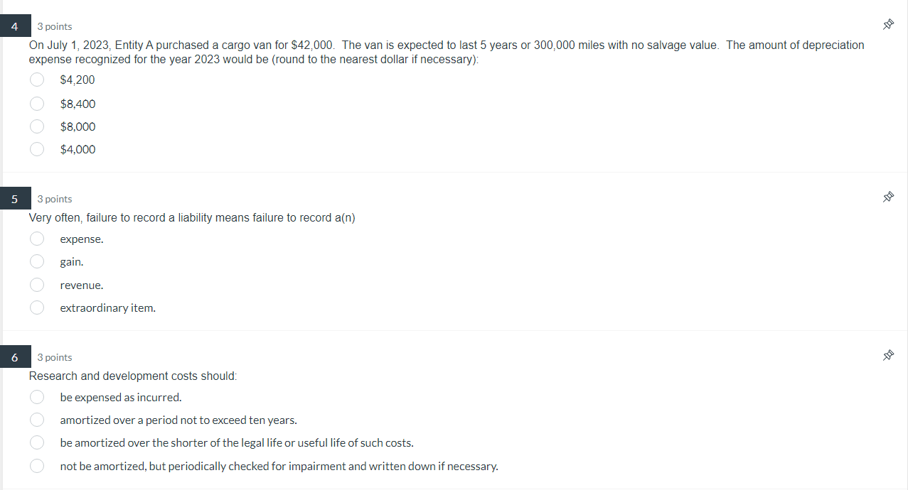 3 points On July 1,2023 , Entity A purchased a cargo