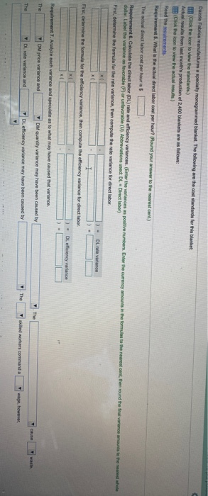 a bric Actal cost of 6.240 yards of direct material fobre purchased