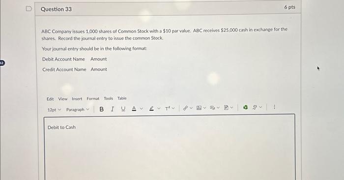 please answer in the correct format ABC Company issues 1,000 shares of