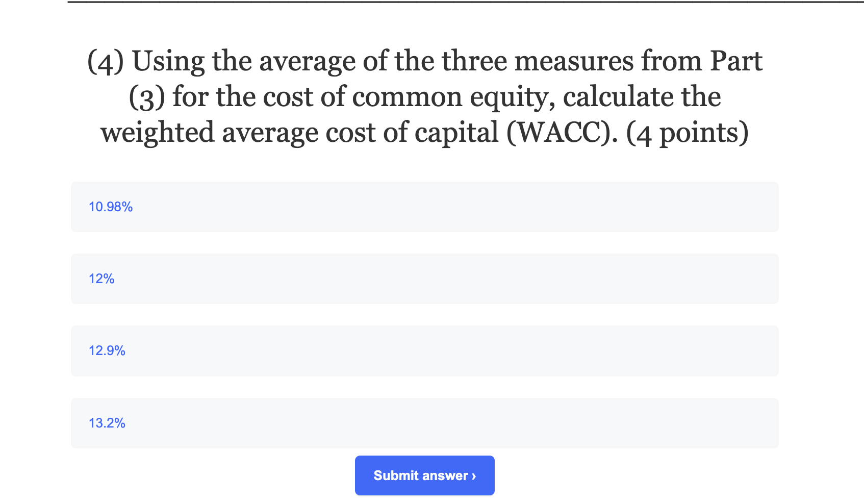 to grow at 6% per year. * The risk-free rate is 3%,