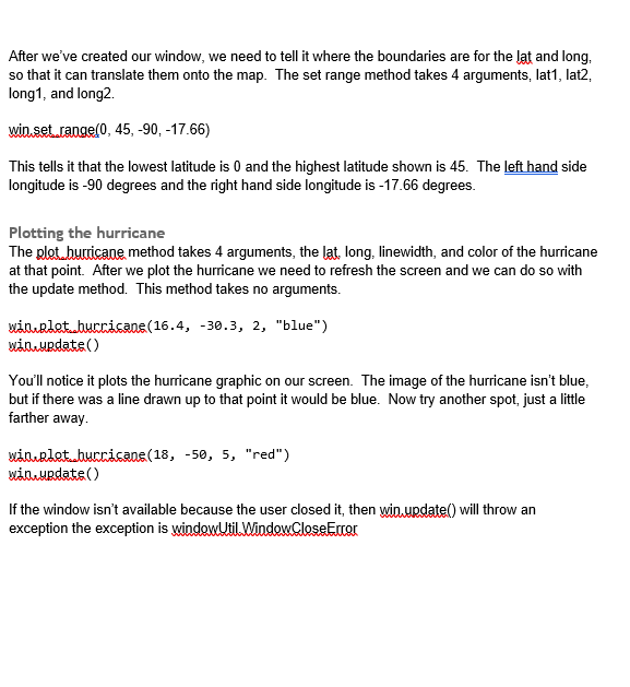 handling and file handling to plot the path of hurricanes. The zip