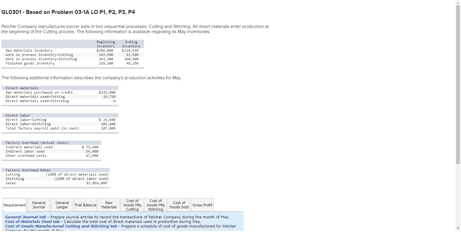 GL0301 - Based on Problem 03-1A LO P1, P2, P3, P4 Pelcher