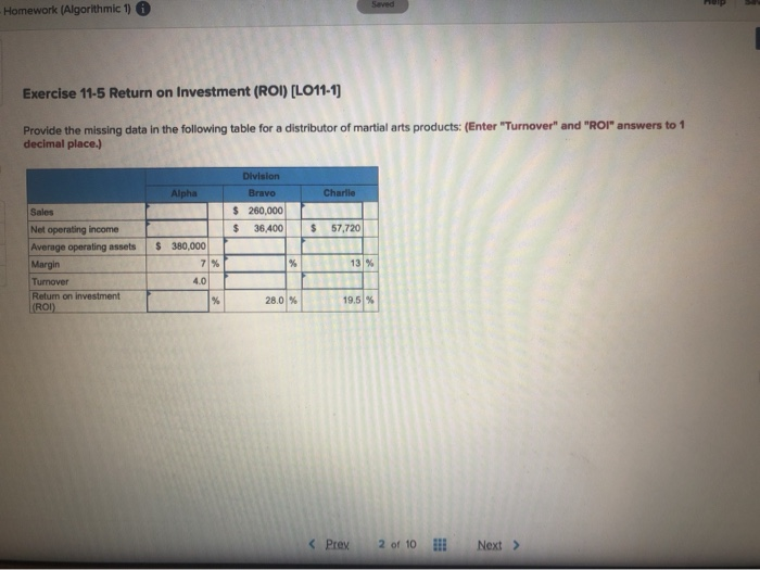 Compute the Return on Investment (ROI) (L011-1) Alyeska Services Company, a division
