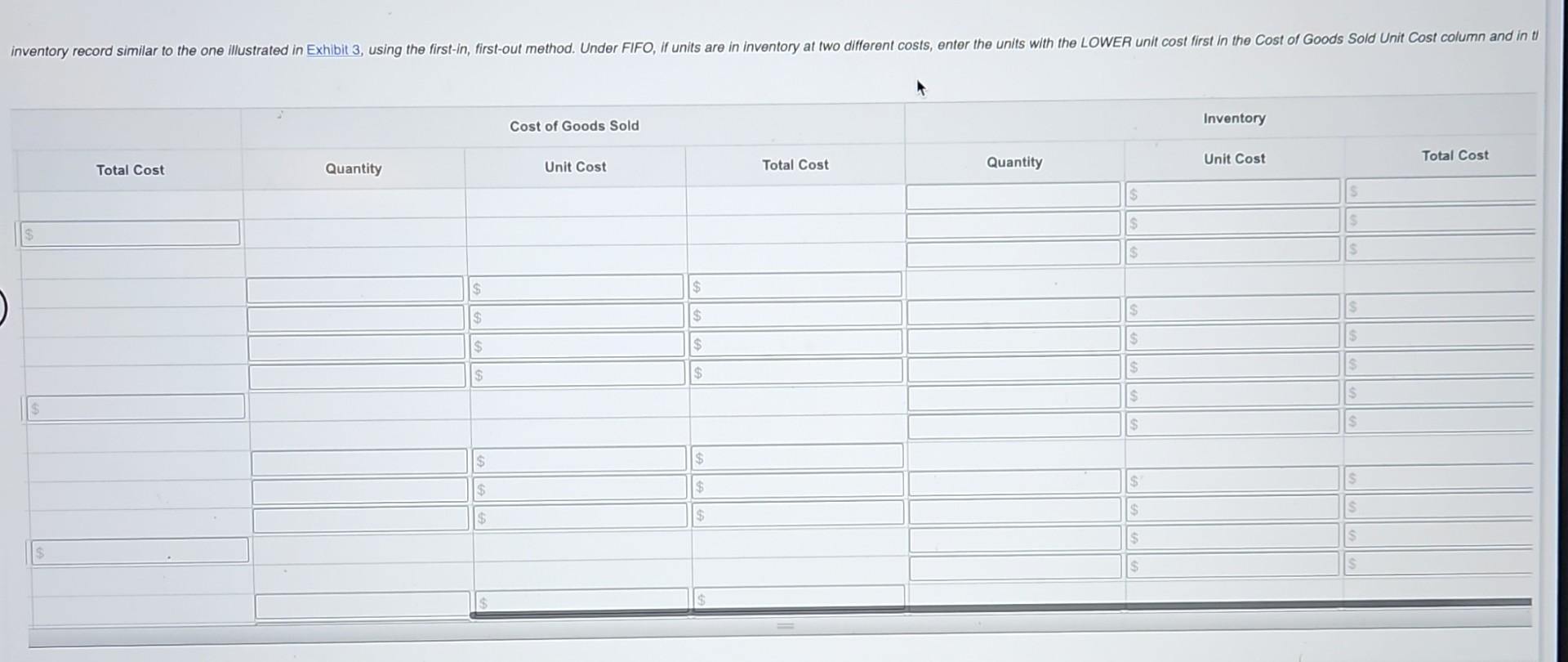 purchases, and cost of goods sold data in a perpetual inventory record
