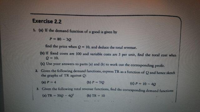 express TR as a function of Q and hence skerd the graphs
