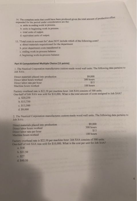  14. The complete units that could have been produced given the