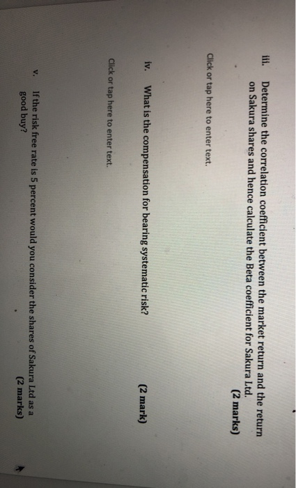 the portfolio. (2 marks) Click or tap here to enter text. b.