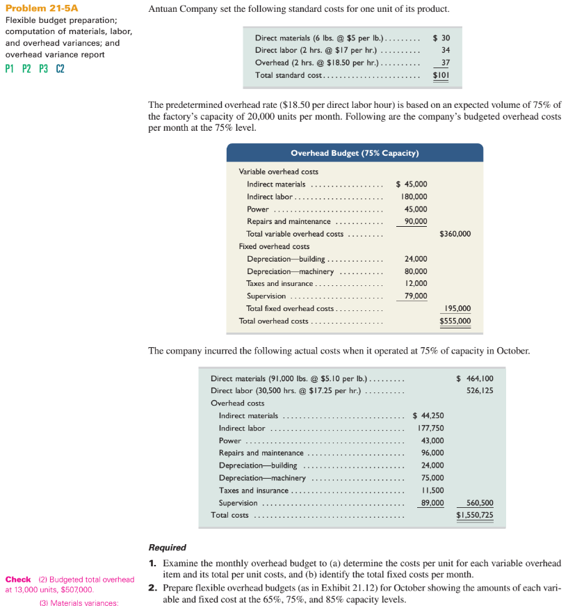 I seriously need help with this PLEASE Problem 21-5A Flexible budget preparation;