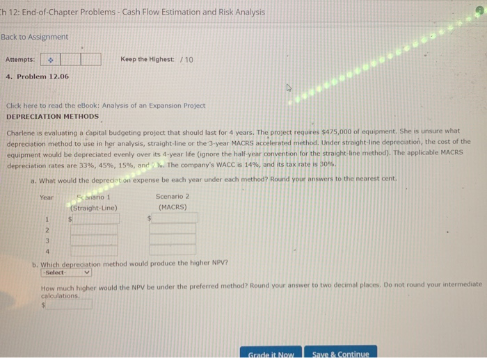  h 12: End-of-Chapter Problems - Cash Flow Estimation and Risk Analysis