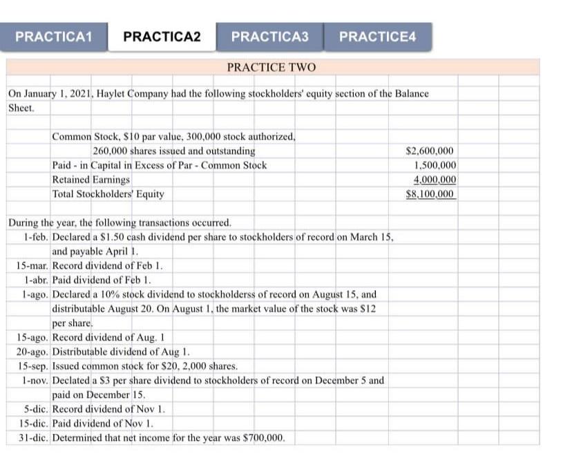  PRACTICA1 PRACTICA2 PRACTICA3 PRACTICE PRACTICE TWO On January 1, 2021, Haylet