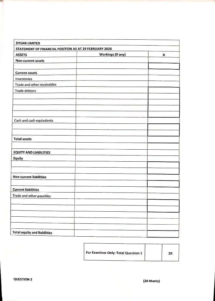 records of Dysan Limited on 29 February 2020, the end of the