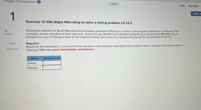  Chapter 12 Assignment Swed Hels Save & Ei Chadem 1 Exercise