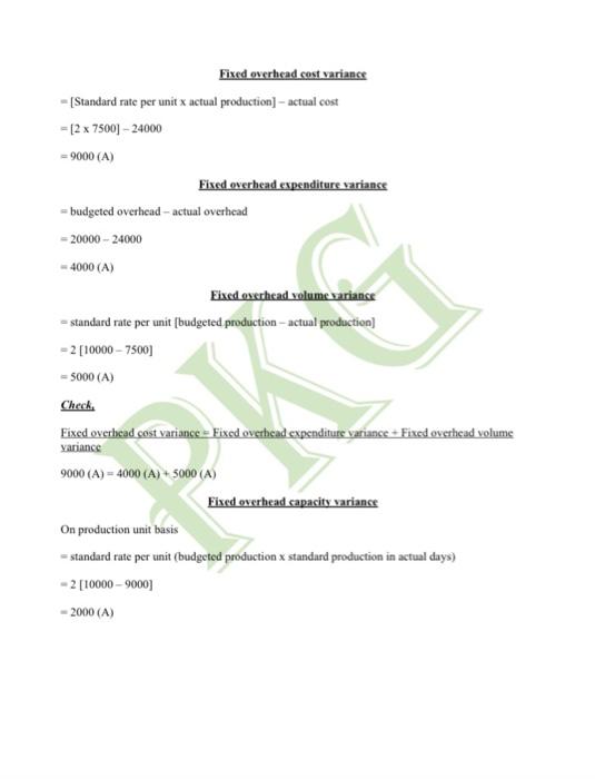 unit x actual production) actual cost Fixed overhead expenditure variance - budgeted