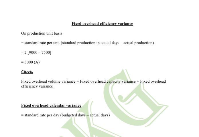 overhead - actual overhead Fixed overhead volume variance = standard rate per