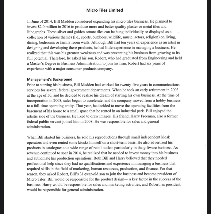 Please write a 500 word company background based on the following scenario