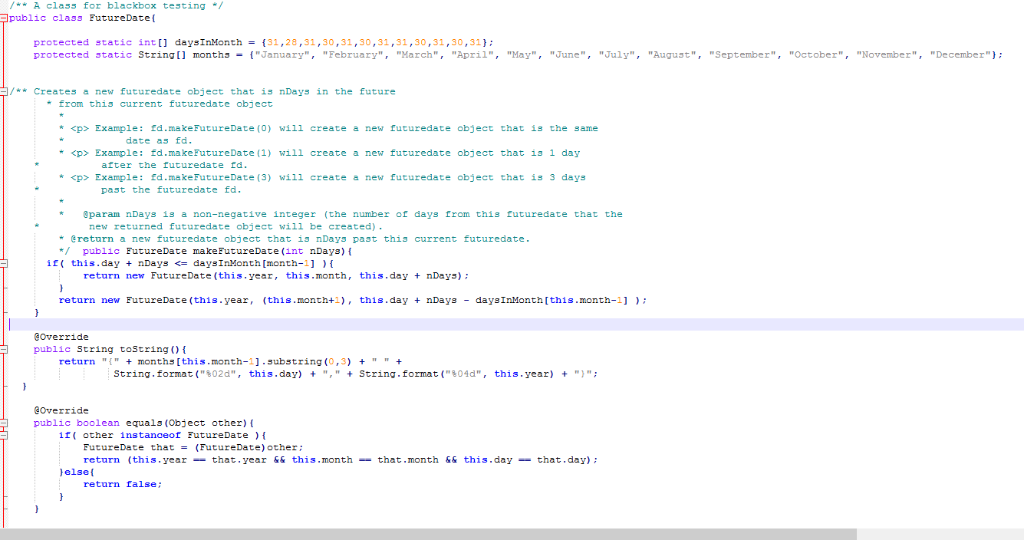 the futureDate method The API for the futureDate) method is provided in