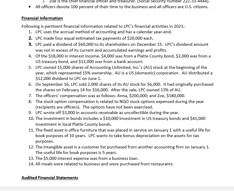 and Zoe Waters each own one-half of the common stock of Lucky