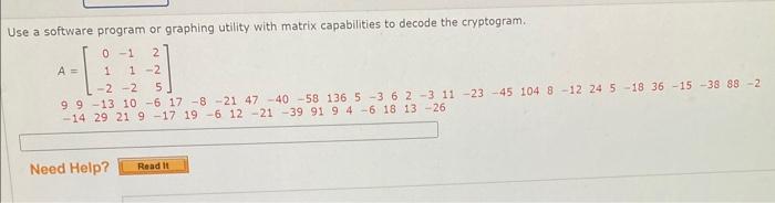 use a software program or graphing utility With capabilities decode the cryptogram,