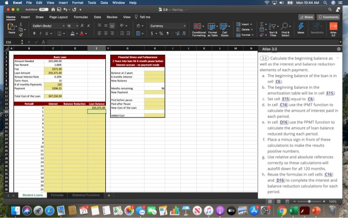 are telling me to reuse the formulas in cells in C16 and