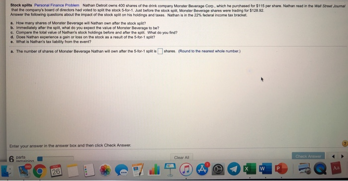 Please answer all parts. A,B, C, D, E. Thank you! Stock splits