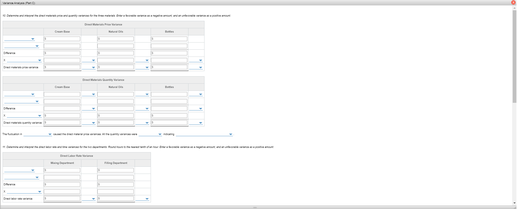 Case Cream base Variable 100 oz $0.02 $ 2.00 Natural oils Variable