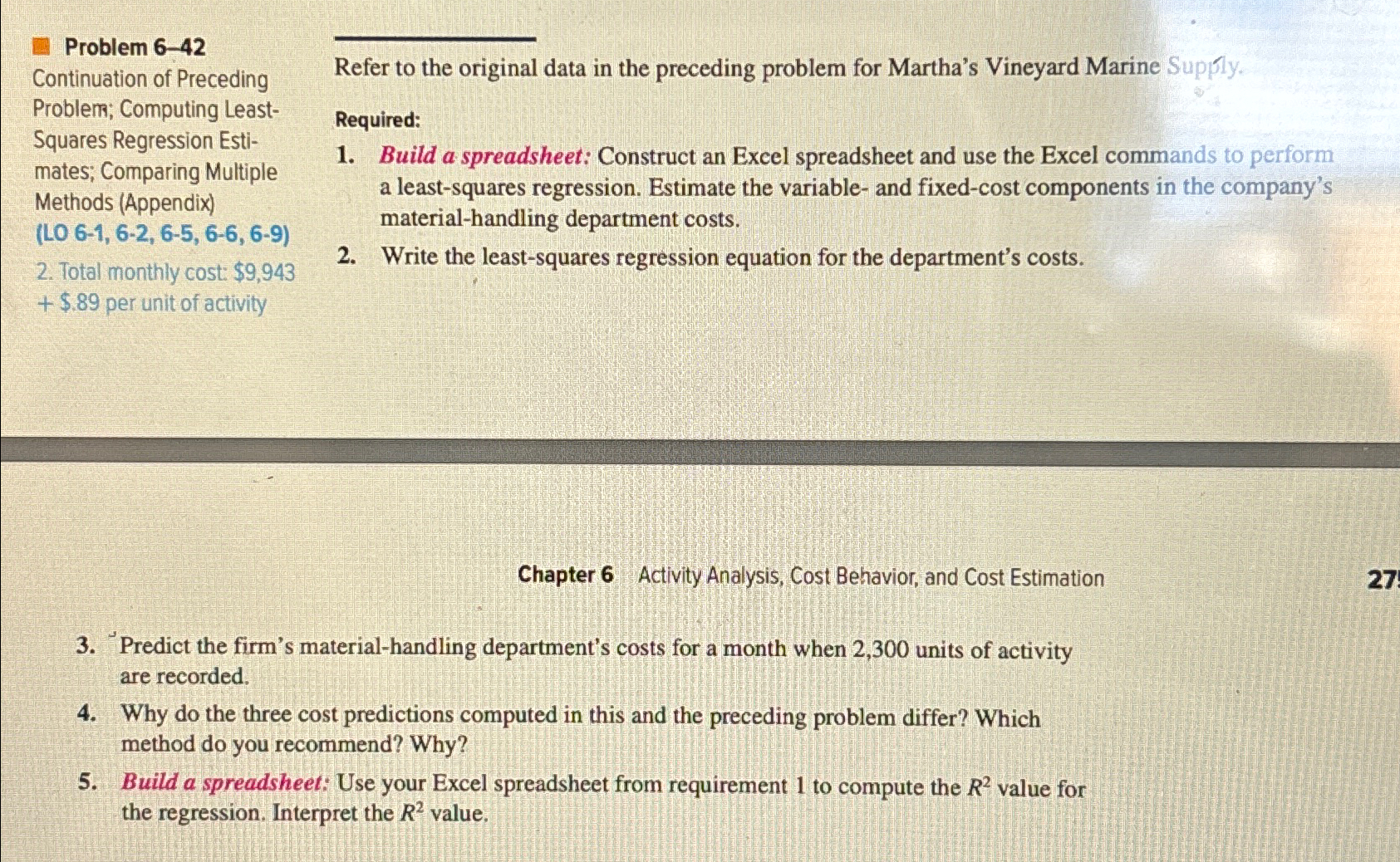  Problem 6-42 Continuation of Preceding Problem; Computing Least- Squares Regression Esti-