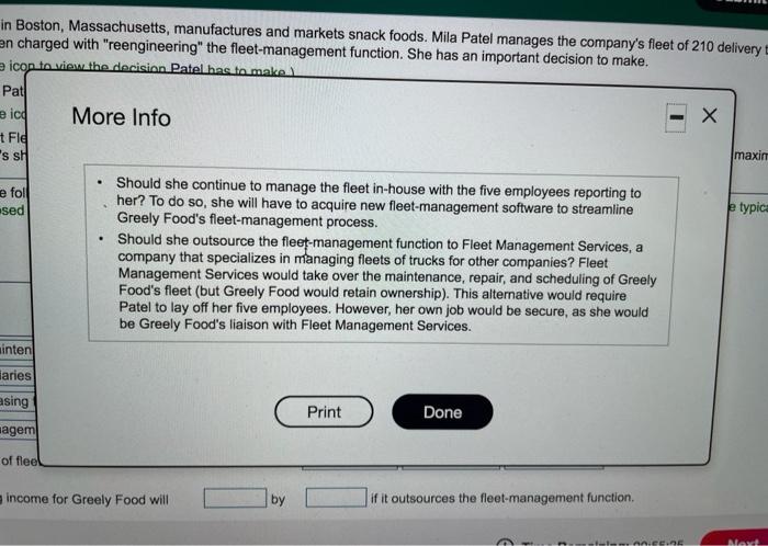 Massachusetts, manufactures and markets snack foods. Mila Patel manages the company's fleet