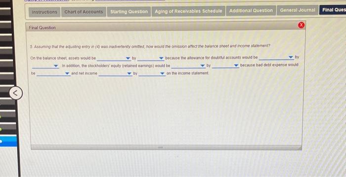 Starting Cuecison Dheik My watk Aqing of receivables; estimating sllowance for doubtful