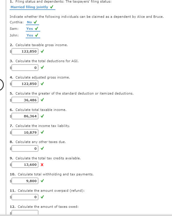 Note: This problem is for the 2018 tax year. Alice J. and